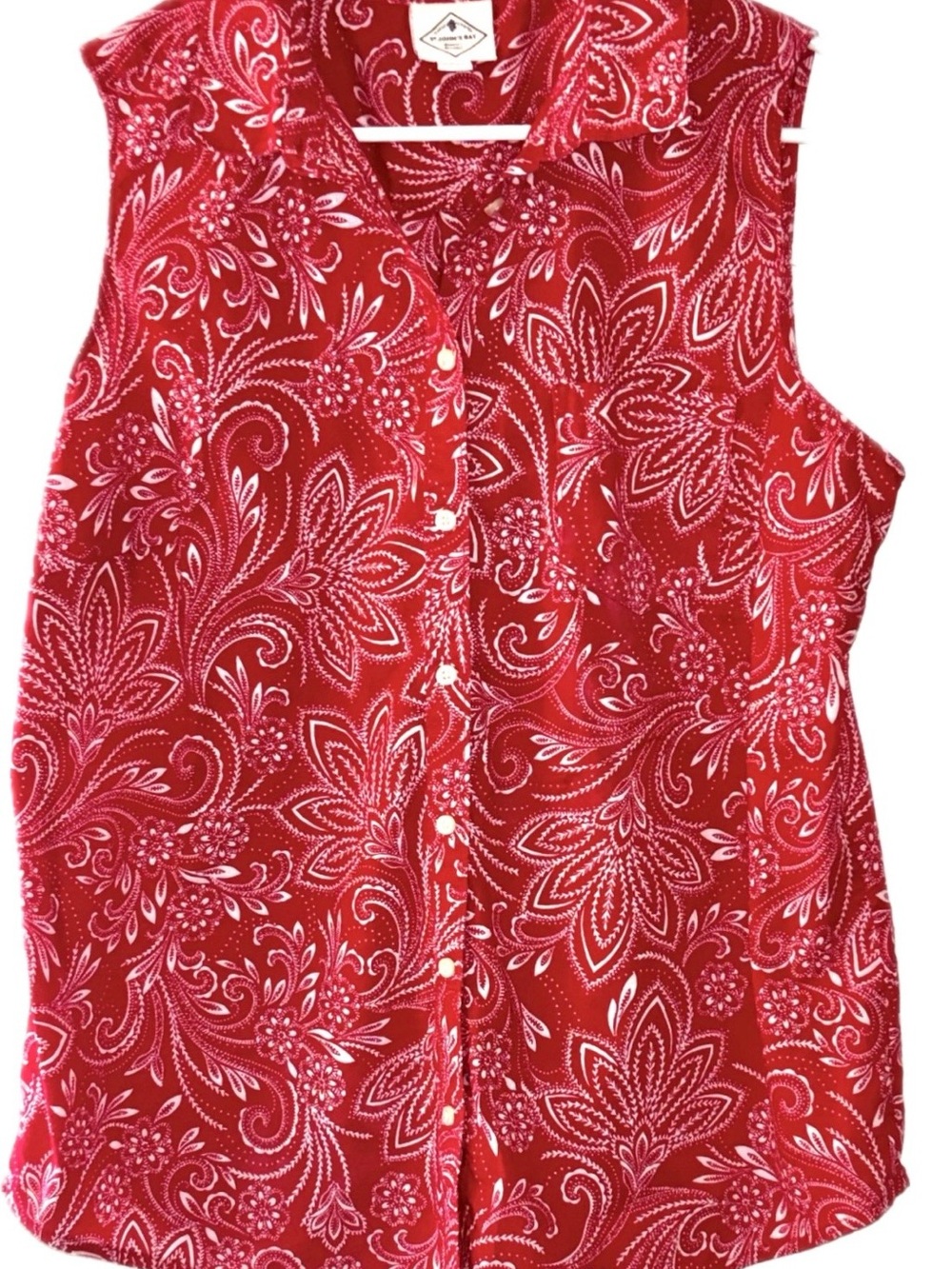 St. John’s Bay XL Red Bandana Button-Front Women's Top